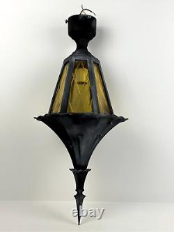 Vintage Gothic Witch Hat 24 Pole Post Lantern Light with Amber Glass Hardwired