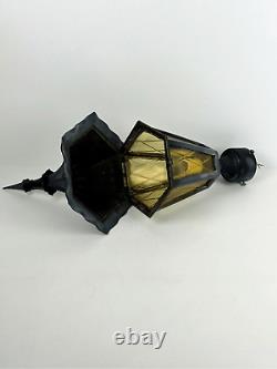 Vintage Gothic Witch Hat 24 Pole Post Lantern Light with Amber Glass Hardwired
