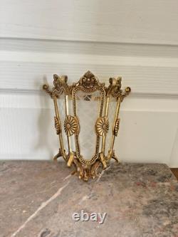 Vintage Half Lantern Wall Sconce With Glass Golden Brass