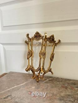 Vintage Half Lantern Wall Sconce With Glass Golden Brass