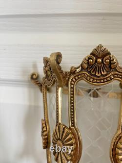 Vintage Half Lantern Wall Sconce With Glass Golden Brass