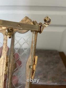 Vintage Half Lantern Wall Sconce With Glass Golden Brass