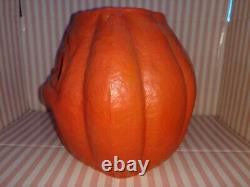 Vintage Halloween Large Paper Mache Jack-O-Lantern Pumpkin with Orig Paper Insert