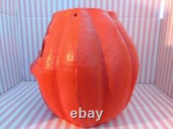 Vintage Halloween Large Paper Mache Jack-O-Lantern Pumpkin with Orig Paper Insert