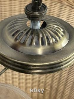 Vintage Hand Blown, Etched Glass Bell Jar Lantern Ceiling Lamp Light Beautiful