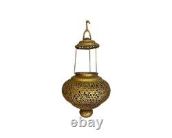 Vintage Hanging Middle Eastern Pierced Brass Lantern