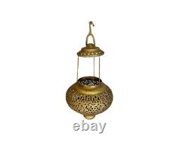 Vintage Hanging Middle Eastern Pierced Brass Lantern