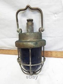 Vintage Heavy Cast Brass Ship Lantern 9-S-2108-L Nautical Maritime Safety Green