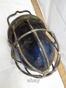 Vintage Heavy Cast Brass Ship Lantern 9-S-2108-L Nautical Maritime Safety Green
