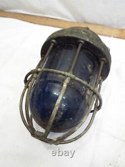 Vintage Heavy Cast Brass Ship Lantern 9-S-2108-L Nautical Maritime Safety Green