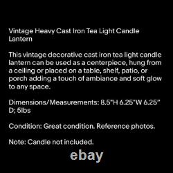 Vintage Heavy Cast Iron Tea Light Candle Lantern