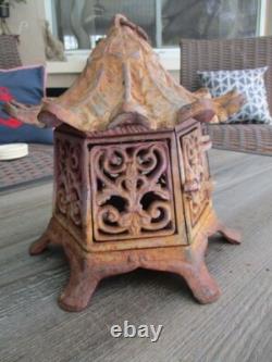 Vintage Heavy Wrought Iron Pagoda Lantern Tea Light Candle 10