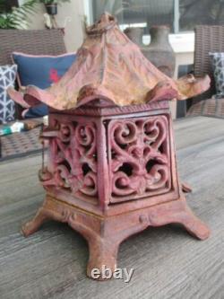 Vintage Heavy Wrought Iron Pagoda Lantern Tea Light Candle 10