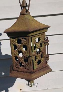 Vintage Hexagonal Iron Hanging Lantern Garden Decor