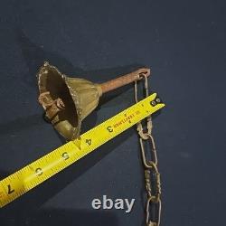 Vintage Hexigonal Brass Amber Glass Chandelier Lantern Light Spanish Revival