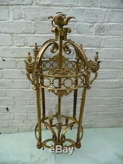 Vintage Huge 3Ft Open Brass 4 Light Sconce Lantern Country/Manor House Project