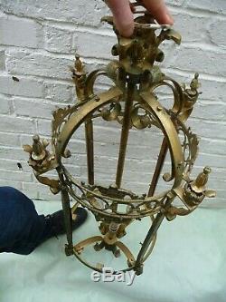 Vintage Huge 3Ft Open Brass 4 Light Sconce Lantern Country/Manor House Project