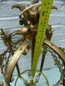 Vintage Huge 3Ft Open Brass 4 Light Sconce Lantern Country/Manor House Project