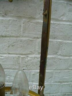 Vintage Huge 3Ft Open Brass 4 Light Sconce Lantern Country/Manor House Project