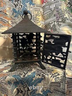 Vintage Iron Pagoda Lantern With Grape Design