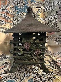 Vintage Iron Pagoda Lantern With Grape Design