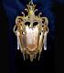 Vintage Italy 11 x 16 Ornate Brass & Wavy Glass Indoor Lantern Chandelier