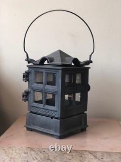 Vintage JOHN WRIGHT 1988 Cast Iron Candle Holder / Antique Pagoda Style Lantern