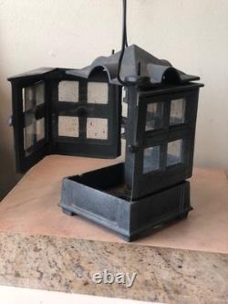 Vintage JOHN WRIGHT 1988 Cast Iron Candle Holder / Antique Pagoda Style Lantern