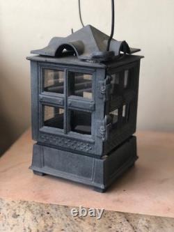 Vintage JOHN WRIGHT 1988 Cast Iron Candle Holder / Antique Pagoda Style Lantern