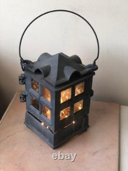 Vintage JOHN WRIGHT 1988 Cast Iron Candle Holder / Antique Pagoda Style Lantern