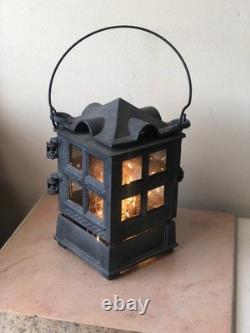 Vintage JOHN WRIGHT 1988 Cast Iron Candle Holder / Antique Pagoda Style Lantern