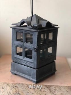 Vintage JOHN WRIGHT 1988 Cast Iron Candle Holder / Antique Pagoda Style Lantern