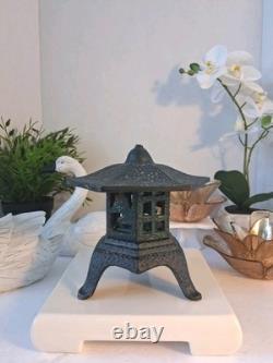 Vintage Japanese Cast Iron (Black) Pagoda Lantern Toro Garden Candle Holder
