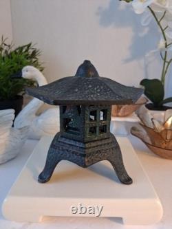 Vintage Japanese Cast Iron (Black) Pagoda Lantern Toro Garden Candle Holder