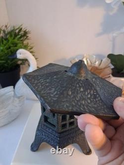 Vintage Japanese Cast Iron (Black) Pagoda Lantern Toro Garden Candle Holder