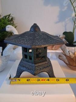 Vintage Japanese Cast Iron (Black) Pagoda Lantern Toro Garden Candle Holder