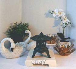 Vintage Japanese Cast Iron (Black) Pagoda Lantern Toro Garden Candle Holder