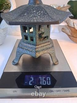 Vintage Japanese Cast Iron (Black) Pagoda Lantern Toro Garden Candle Holder