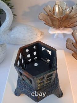 Vintage Japanese Cast Iron (Black) Pagoda Lantern Toro Garden Candle Holder