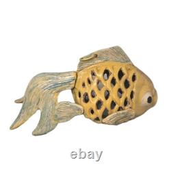 Vintage Japanese Cast Iron Fish Lantern or Table Lamp Fixture READ