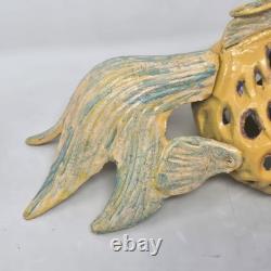 Vintage Japanese Cast Iron Fish Lantern or Table Lamp Fixture READ