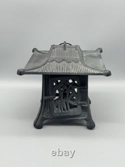 Vintage Japanese Cast Iron Pagoda Garden Lantern Outdoor Decor Antique Style
