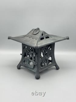 Vintage Japanese Cast Iron Pagoda Garden Lantern Outdoor Decor Antique Style