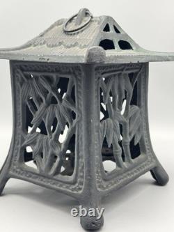 Vintage Japanese Cast Iron Pagoda Garden Lantern Outdoor Decor Antique Style