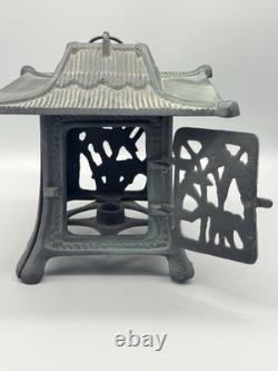 Vintage Japanese Cast Iron Pagoda Garden Lantern Outdoor Decor Antique Style