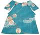 Vintage Japanese Ceremonial Kimono Turquoise Silk Lantern Festival