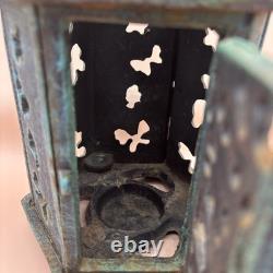 Vintage Japanese Ikebana Cast Iron Butterflies Hanging Pagoda Lantern