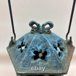 Vintage Japanese Ikebana Cast Iron Butterflies Hanging Pagoda Lantern