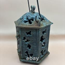 Vintage Japanese Ikebana Cast Iron Butterflies Hanging Pagoda Lantern