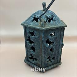 Vintage Japanese Ikebana Cast Iron Butterflies Hanging Pagoda Lantern